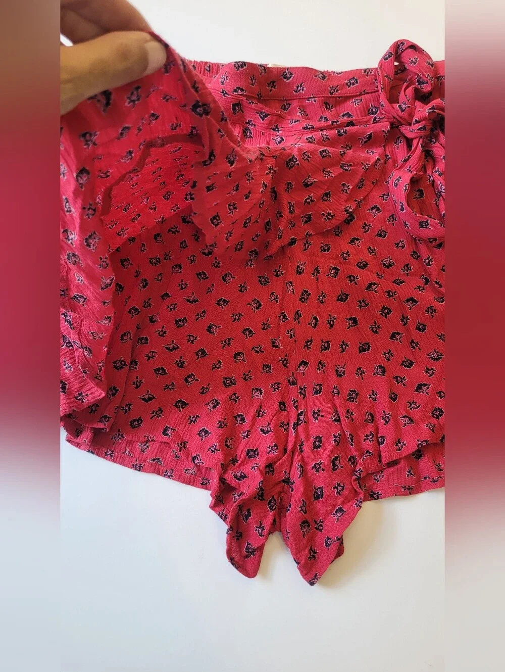 Billabong Red Floral Skirt Flirt Wrap Skort Mini Size Medium